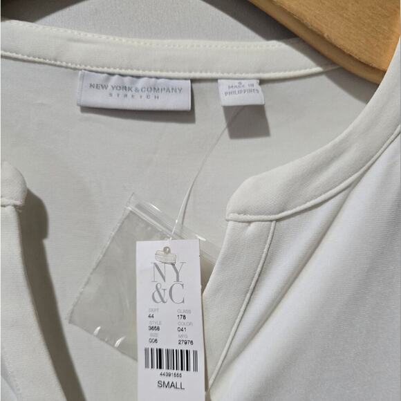 New York & Company Women’s White Stretch Blouse Small NWT Polyester Blend Top - Picture 6 of 8
